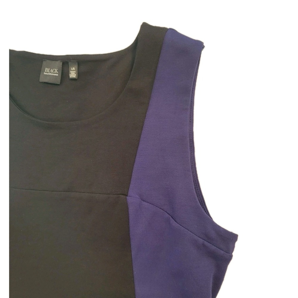 Black Saks Fifth Avenue Womens Peplum Tank Top Large Purple & Black‎ Colorblock